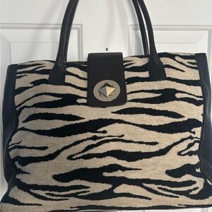 kate spade Black and Cream Zebra-Pattern Shoulder Bag